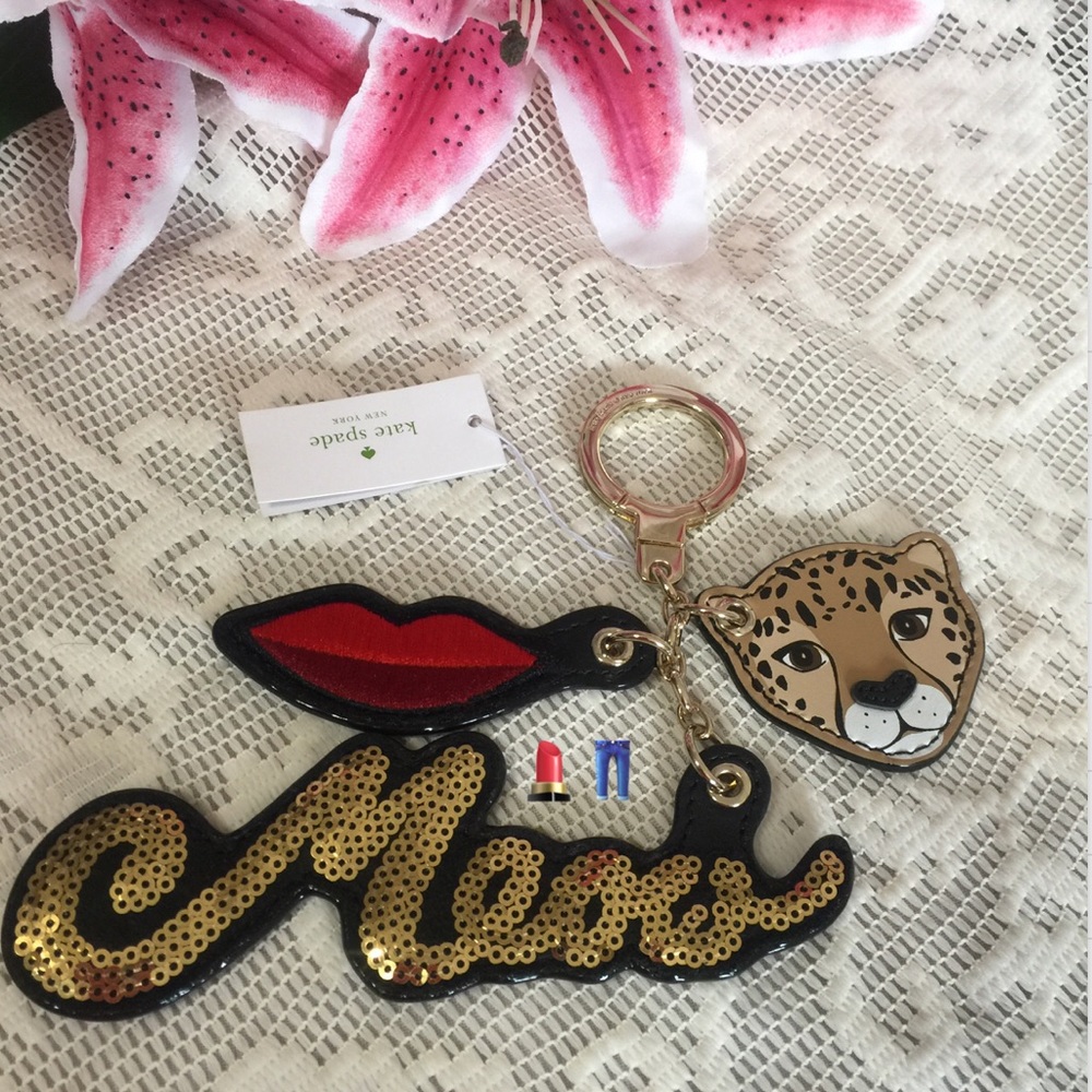 Kate Spade Meow Leopard Ma Cherie Key chain - Picture 2 of 4